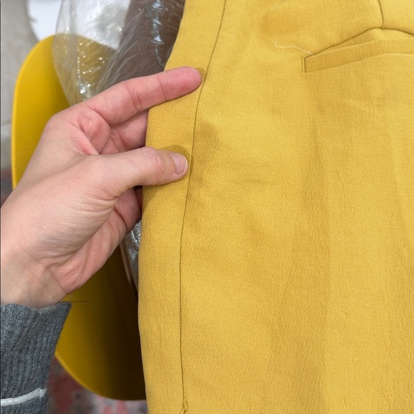 Wilfred Mustard Yellow Crepe Tie Front Zip Double Clasp Closure Ankle Pants 0 - Picture 8 of 8